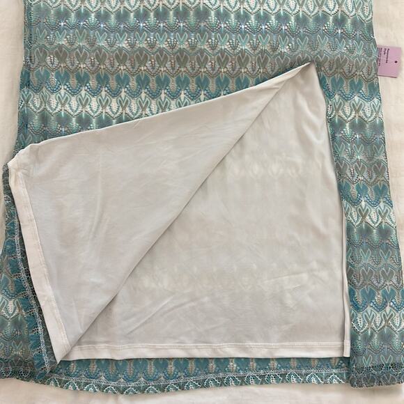 Wild Fable Crochet Summer Slip Dress Aqua Midi Sz M Y2K Style Beachy Coastal - Picture 10 of 12